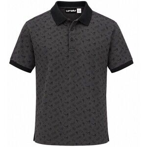 NWT LIV Golf Louder All Over Print Polo Shirt Mens Sz L Charcoal Gray Black New